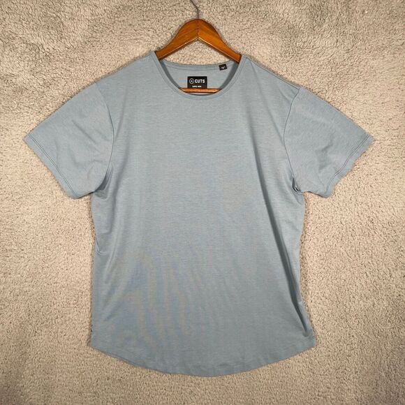 Cuts Clothing Shirt Mens XL Blue Curve Hem Drop Cut Tee Short Sleeve - Picture 1 of 10